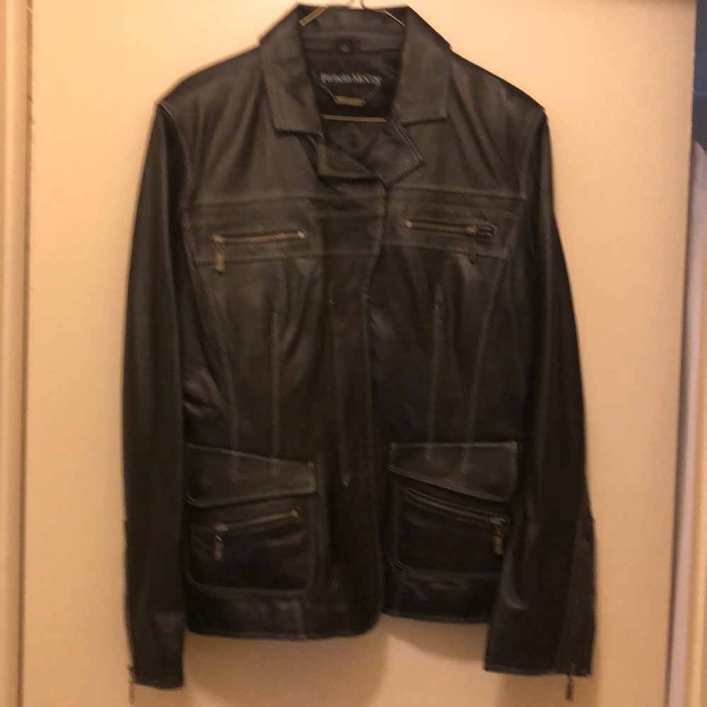 Black leather blazer